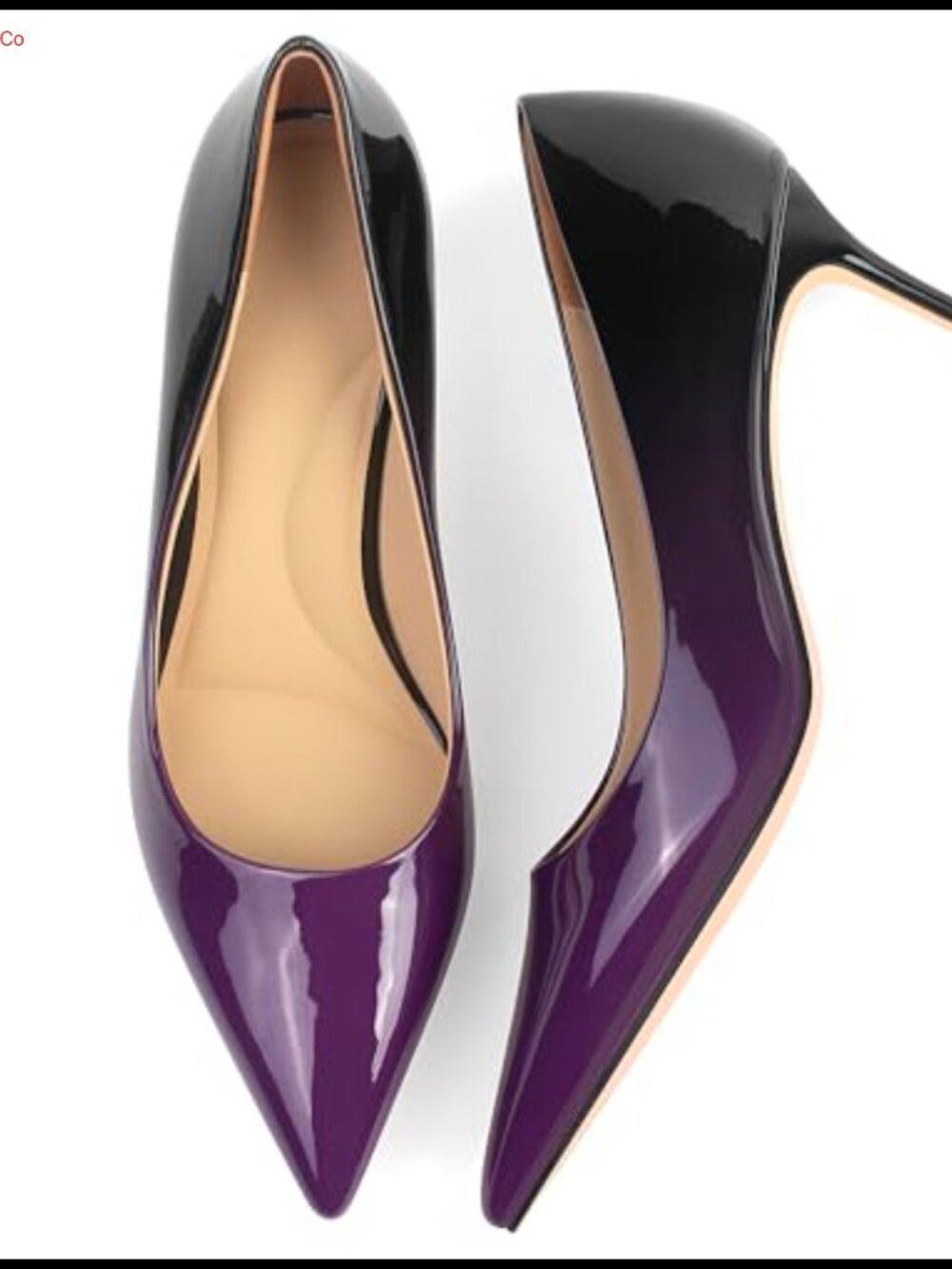 XINIUNIU Women's Kitten Heels Gradient Patent Leather Pointed Toe Pumps